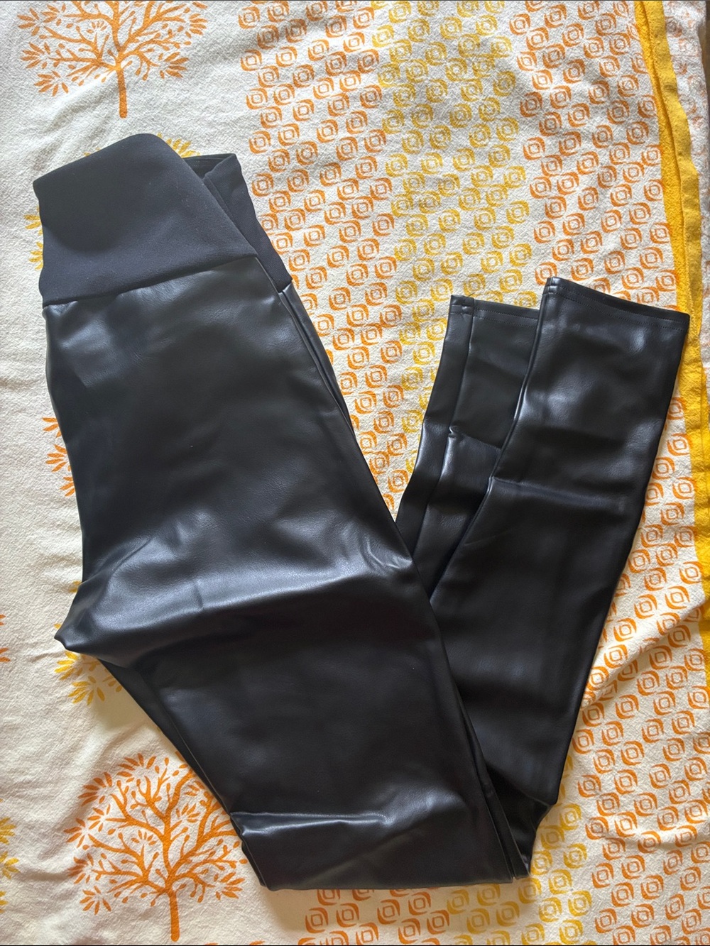 Assets By Spanx Black Faux Leather Leggings